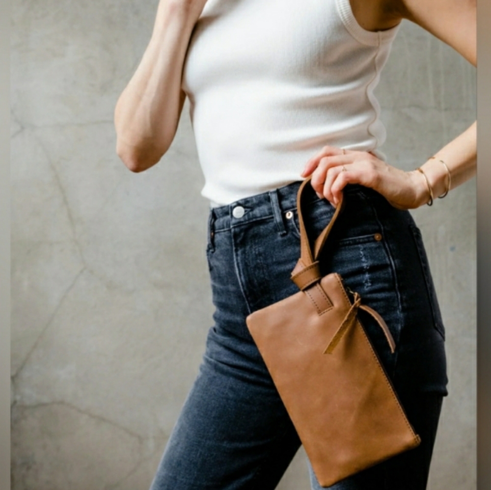 ABLE Rachel Wristlet in Cognac
